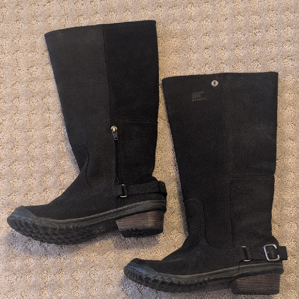 Sorel Black Leather Suede SlimBoot